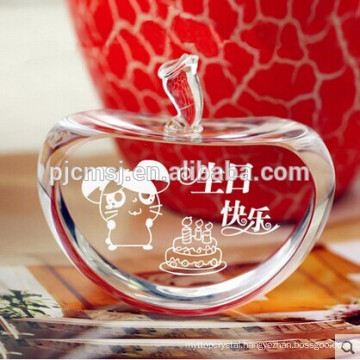 New design crystal apple for the souvenir etched engraving logo apple